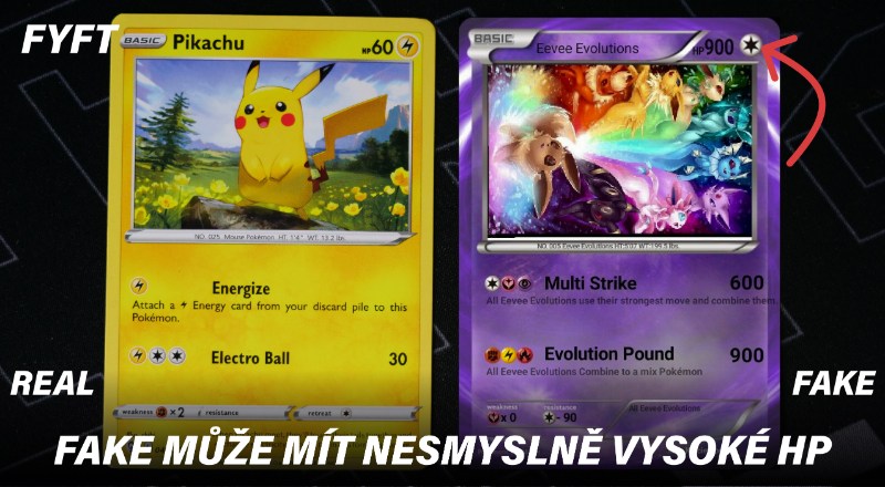 Fake pokémon karty mají vysoká HP